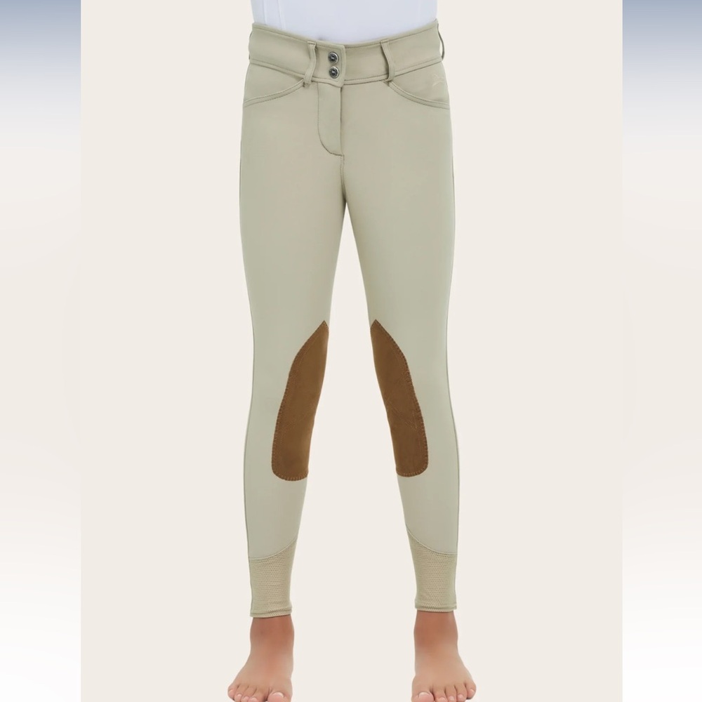 RJ Classics Avery Breech Sand Knee Patch Riding Pants Youth 16R Equestrian